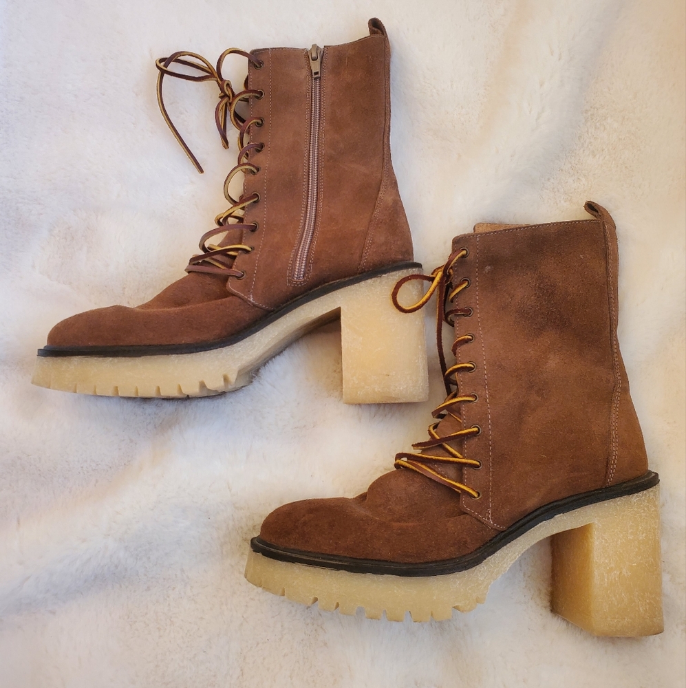 New Free People Dylan Lace-Up Suede Boots Size 38 - Picture 4 of 12